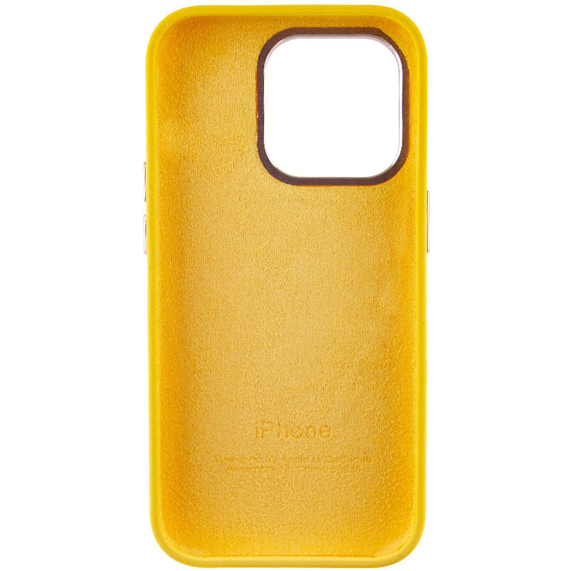 Silicone Case Full (Metal Frame and Buttons) для  iPhone 14 Pro Max (Yellow)-1